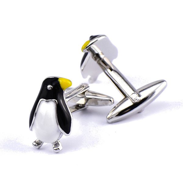 

изысканное животное мода французского манжет рубашки манжета ногтей мужчины весело пингвин французские запонки, Silver