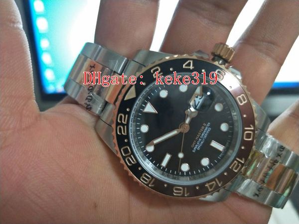 

elling wristwatches gmt ii 126715 126711 40mm two tones 18k rose gold asia 2813 movement automatic mens watch watches, Slivery;brown