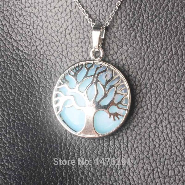 

mix-color crystal stone круглый бисер чакра дерево подвеска 1pcs, Silver