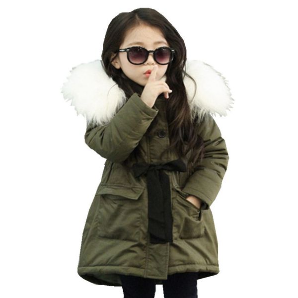 

baby girls down jackets kids faux fur collar coat children winter snow wear outwear korean style thick cotton children clothing, Blue;gray