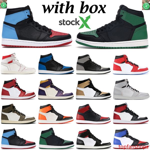 

2020 fearless stock x jumpman 1s men basketball shoes 1 shattered backboard 3.0 obsidian unc pine green mens womens trainer sports sneakers