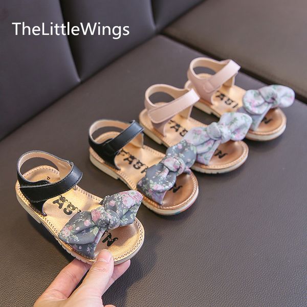 

2020 new summer children's sandals korean version light and comfortable beach girls' open toe bowknot shoes 1-3 years old t200411, Black;red