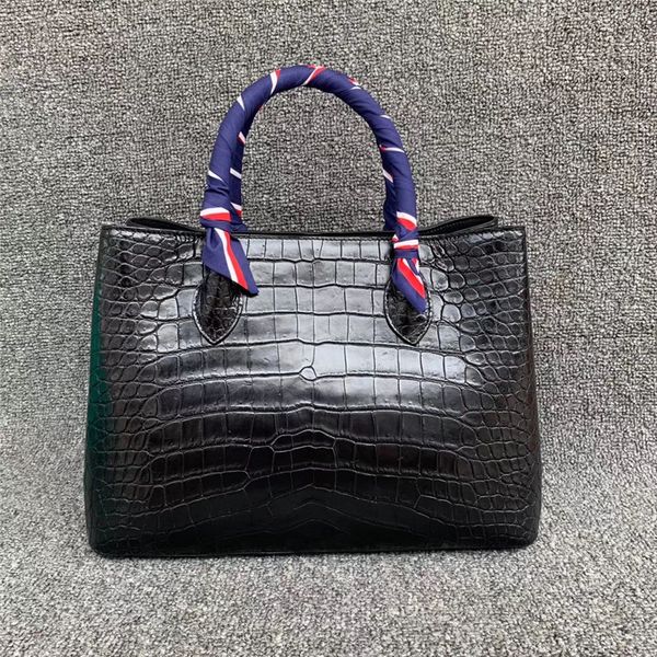 

authentic crocodile belly skin women's handle handbag genuine alligator leather female black totes purse lady shoulder bag