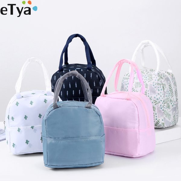 

etya functional tote cooler lunch box bag insulated fashion thermal lunch bag picnic bags for women kids students, Blue;pink