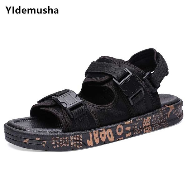 

sandals men shoes summer outdoor men flats casual new summer beach athletic shoes breathable sport sandals hole flip flops, Black