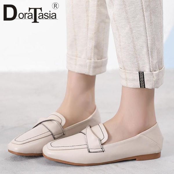 

doratasia fashion office lady spring flats office casual solid flats women square toe slip on sewing loe heel shoes woman, Black