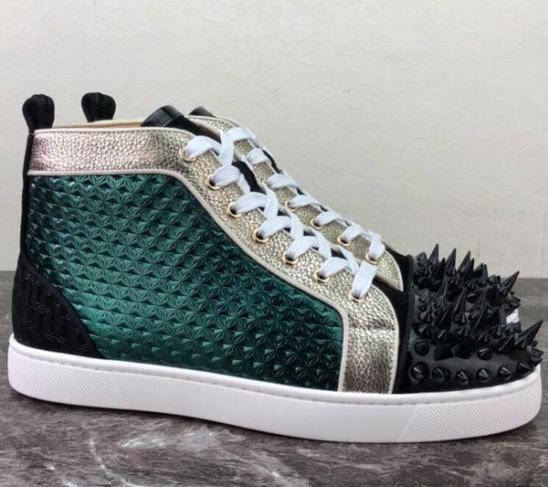 

original box] red bottom sneakers men shoes luxurys print silver pik pik no limit rare studs graffiti casual flats shoes, Black