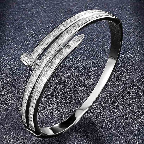 

blucome new arrival zirconia bangles for men jewelry perfect rhinestone crystal love chain bangles women pulseira bijuteriras, Black