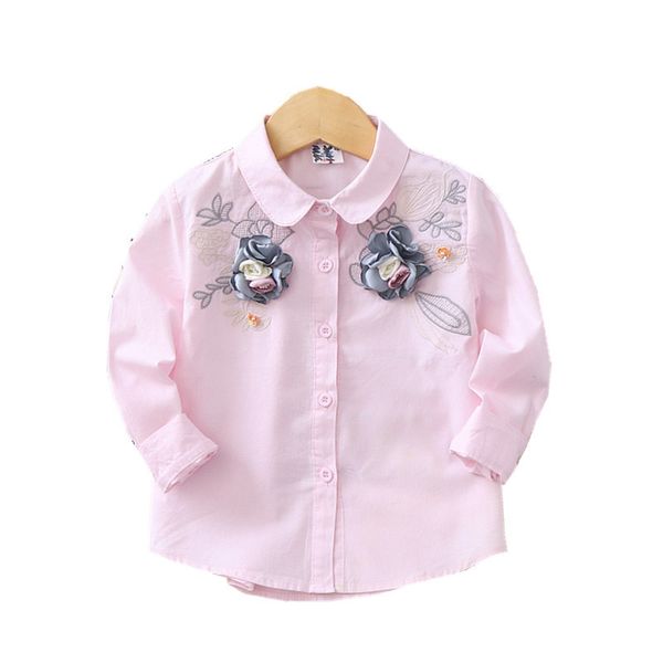 

fashion flower children's long sleeve shirt 2020 spring girls' shirt baby top, White;black