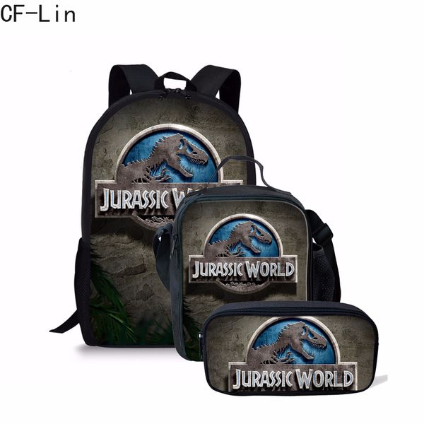 

2019 new dinosaur schoolbags backpack for boy men 3pcs set backpack 3d animal print children gift pencil case