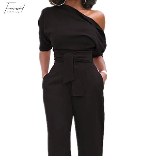 

jumpsuit womens summer half overalls sleeve off shouuld solid rompers womens jumpsuits bodycon elegant bodysuit drop shipping, Black;white