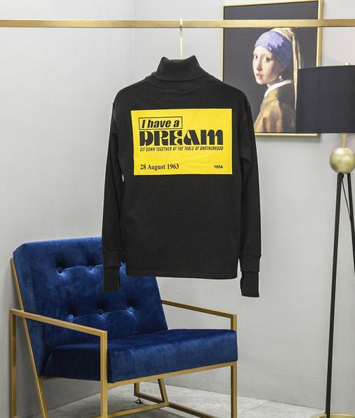 

Fall Winter Men Luxury False Two Pieces turtle neck Long Sleeve Cotton T shirt I have a Dream 1854 Brotherhood commemoration Tshirt Tops