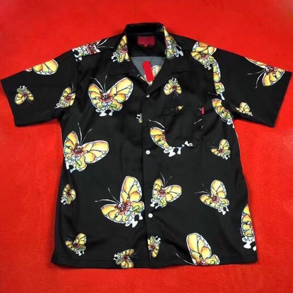 

box logo gonz butterfly shirt short sleeve summer breathable cool trend hawaii beach t shirts casual street fashion tee hfymtx371, White;black