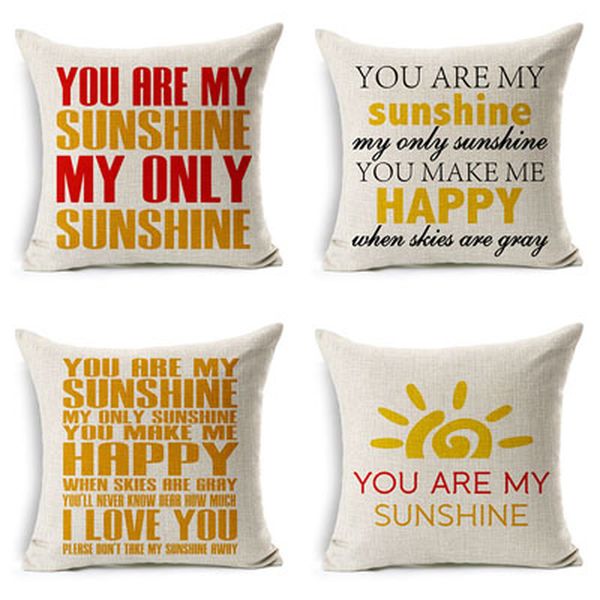 

you are my sun home living room sofa decoration cushion cover pillowcover 45*45cm cotton linen bed head pillowcase pillow case