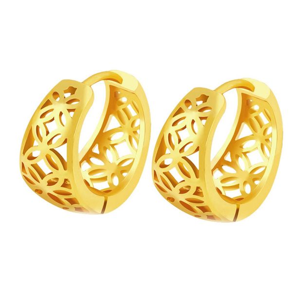 Moda gioielli orecchini a cerchio vuoti oro giallo 18 carati orecchini da donna riempiti regalo in stile classico