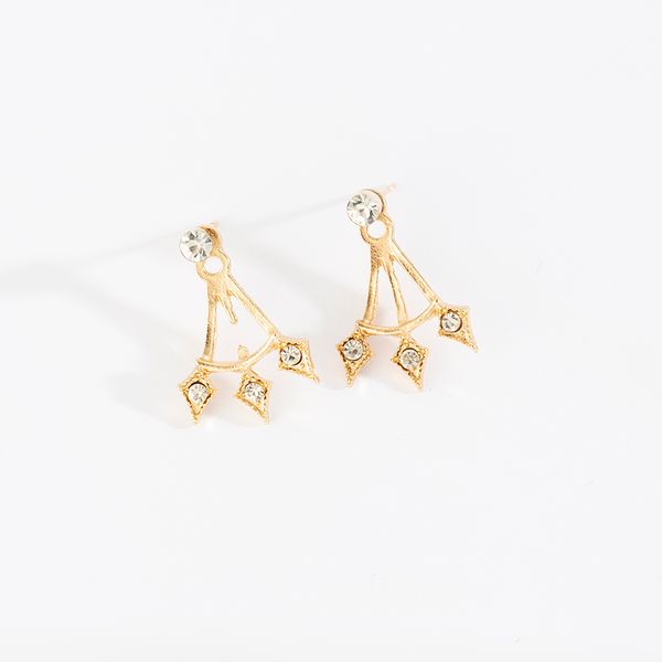 

maxi fashion popular personality punk style back plug with diamonds earrings, Silver