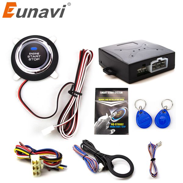 

eunavi smart rfid car alarm system push engine start sbutton transponder immobilizer keyless go fits for 12v cars carsmate