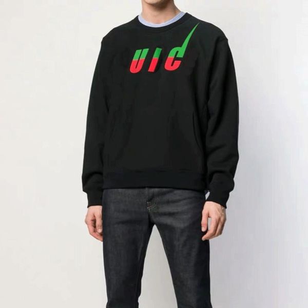 

19fw luxury european black pattern printing sweater fashion comfortable loose cotton hoodies men women couples designer sweater hfyywy012