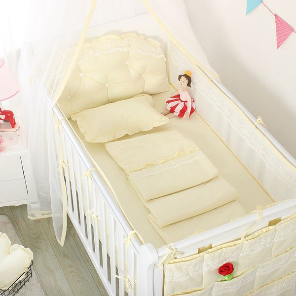 

5 pieces set 2 bumpers+sheet+bed backrest+bedside bag baby bedding set baby nursery items crib bedding bedsing