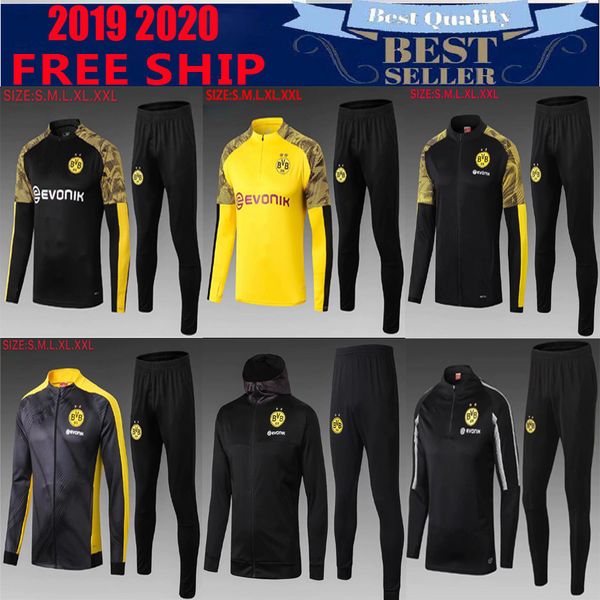 

2019 2020 thai quality survetement football soccer tracksuit black sweatshirt and pants chandal training suits
