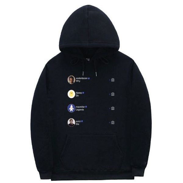 

xxxtentacion mens свитер с капюшоном мужчины европейских и американских открытый повседневный avicii die толстовка топ streetwear азиатский, Black