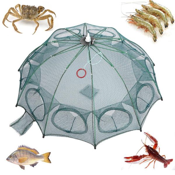 

4/6/8/10 hole automatic fishing net fishing trap portable folding fish shrimp minnow crab mesh trap cage for pesca