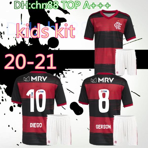 

20 21 kids flamengo jersey guerrero diego henrique gabriel sports soccer jerseys 2020 2021 brazil flamenco football shirts, Black