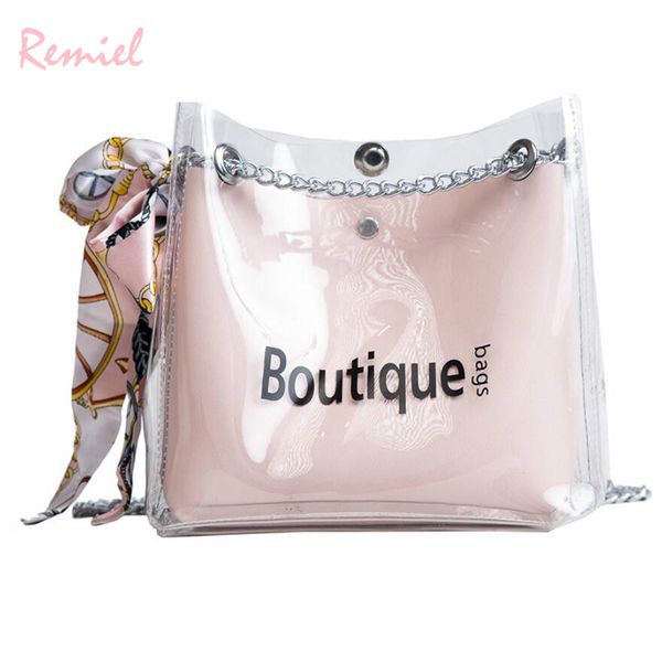 

summer transparent women bag 2018 new quality beach travel bag chain tote shoulder crossbody sweet girl jelly messenger bags