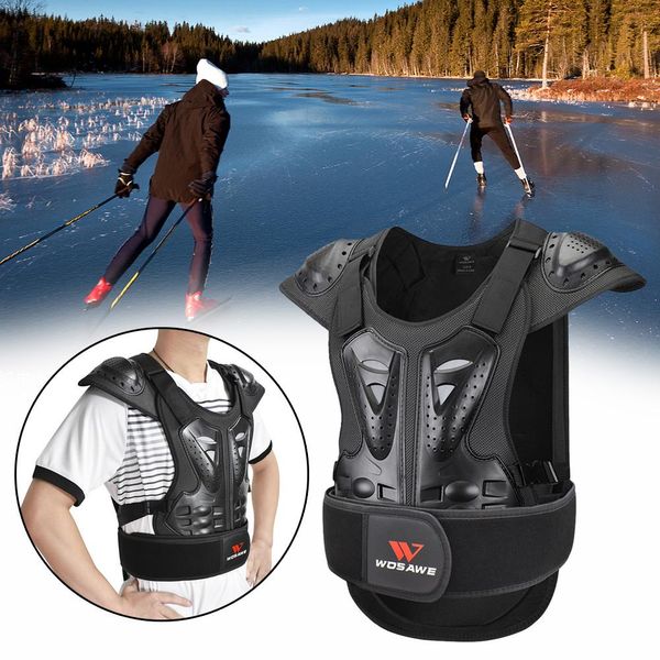 

protective vest chest armor cycling vest ski skateboard protector cycling supplies adjustable, Black