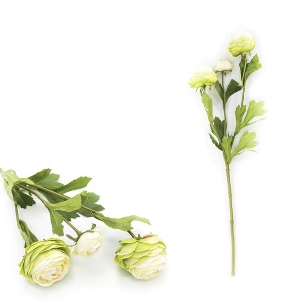 

bunch of silk artificial ranunculus asiaticus flowers 3 flower heads 42cm craft