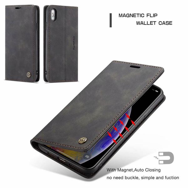 

CaseMe кожаный бумажник чехол для Iphone 11 Pro Max XS Max XR 8 7 6S Plus Samsung S8 S9 S10 Plus Note10 Pro Magnetic Closure I