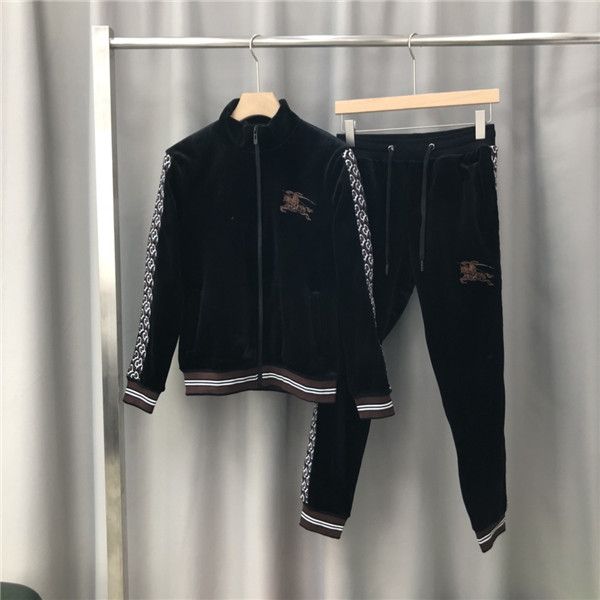 

19fw luxurious brand design bbr ribbon tracksuit jacket and trousers sets streetwear sweatshirts outdoor long pants and coat, Gray;blue