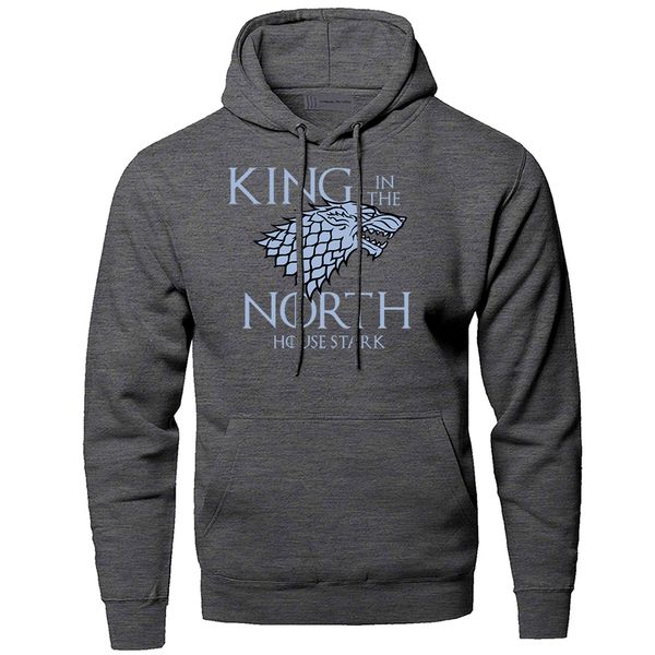 

game of thrones hoodies men king in the north sweatshirts hooded sweatshirt 2019 winter autumn house stark wolf hoody sportswear, Black