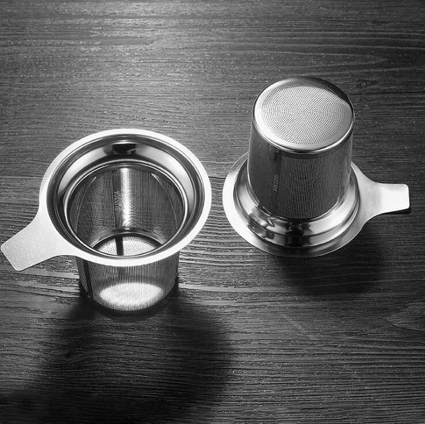 Filtro a maglia fine in acciaio inossidabile Infusore per tè Filtro fine riutilizzabile Filtro per infusore per tè Coperchio per perdite di caffè Filtro per tè per bicchieri da teiera
