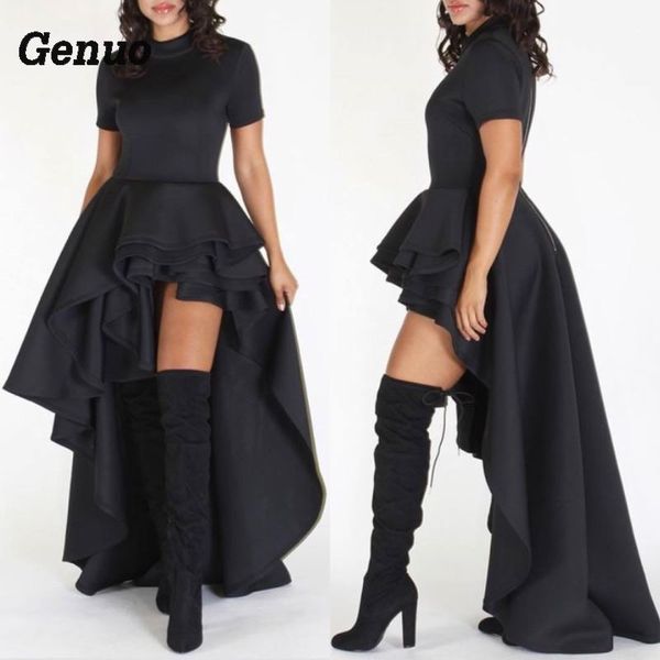 

genuo многослойные оборки длинное платье sexy party ночной клуб нерегулярные платья 2020 осень женщин zipper назад большие качели платья, Black;gray
