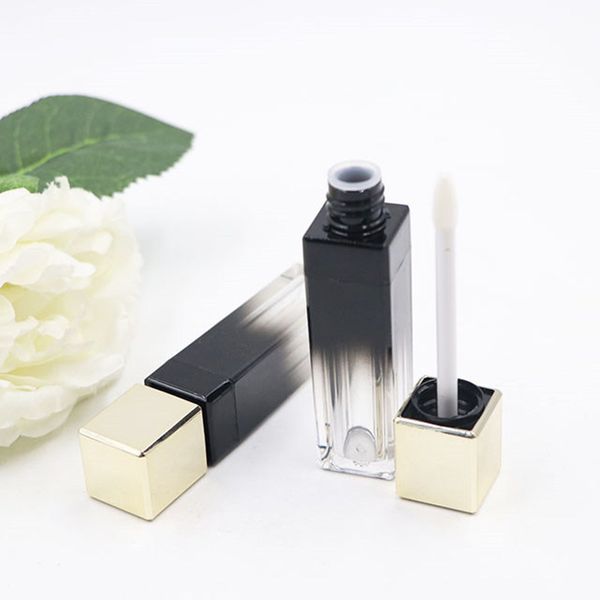 

3.5ml empty clear lip gloss container gradient black color lip balm lipstick tubes refillable travel bottle f3156