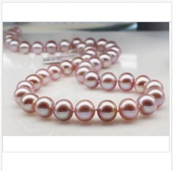 

gorgeous 9-10mm round lavender south sea pearl necklace 19inch 14k gold clasp, Silver