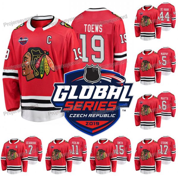 

Chicago Blackhawks Jonathan Toews 2019 Global Series Jersey Brent Seabrook Brendan Perlini Alex DeBrincat Zack Smith Drake Caggiula de Haan