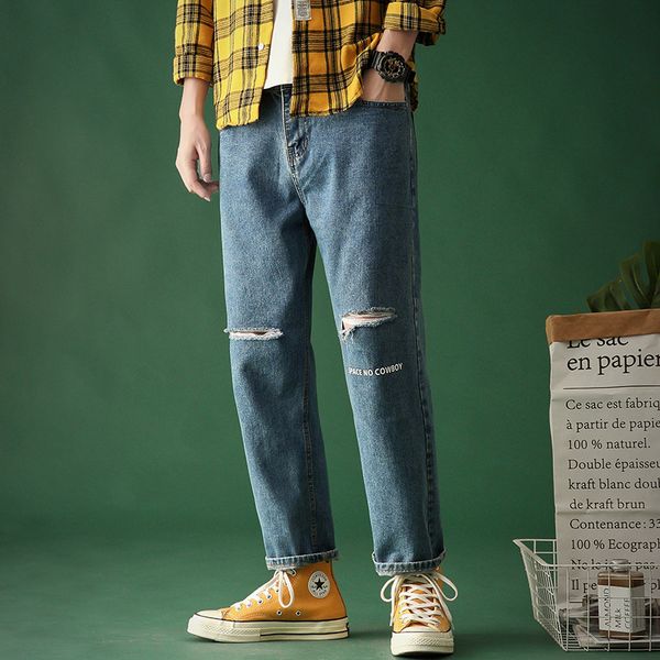 

erkek kot pantolon men vintage jeans harem pant 2020 men japan streetwear shredded patchwork denim pant loose blue jeans 5xl