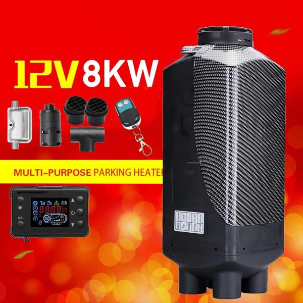 

car heater 12v 8kw parking air diesels heater lcd monitor 4 hole with remote control + for motorhome rv trucks bus boat