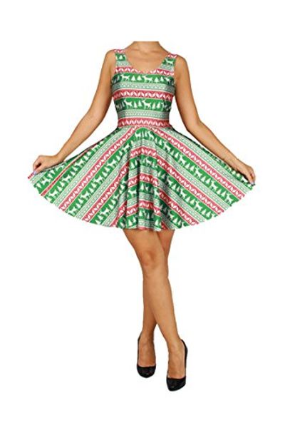 

pink queen women's christmas dress printed mini skater flared dresses, Black;gray