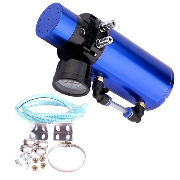 

7inch x 2.5inch billet aluminum oil catch breather tank can w/ vacuum gauge