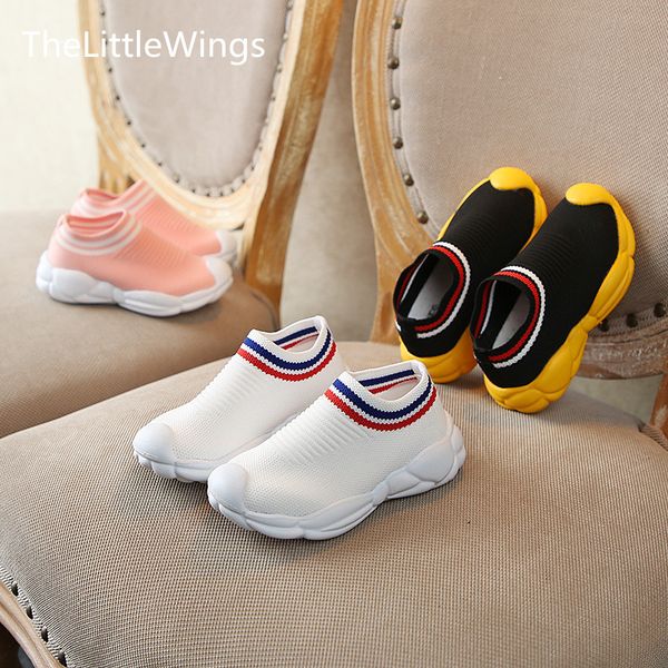 

2019 spring new children's shoes girls' leisure softsoles boys socks elastic cloth shoes korean version of the british style, Black;red