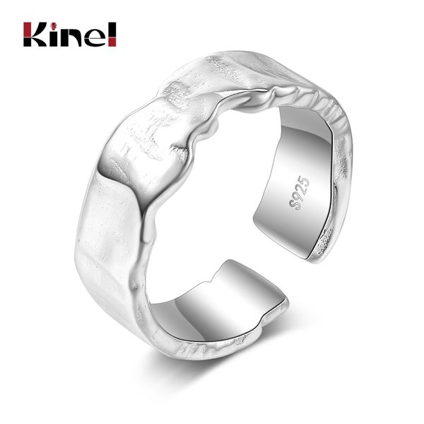 

cluster rings kinel genuine 100% 925 sterling silver minimalist for women geometric handmade creative couple ring jewelry, Golden;silver