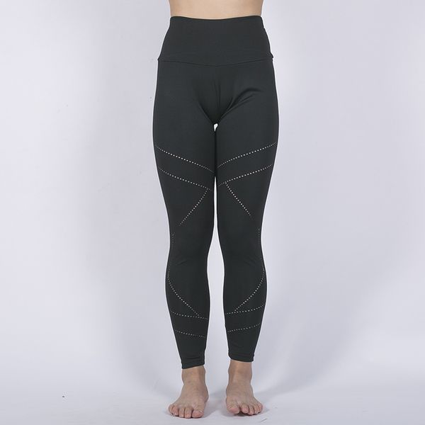 

sports hollow hole yoga pants tight outdoor fitness leggings women, Black