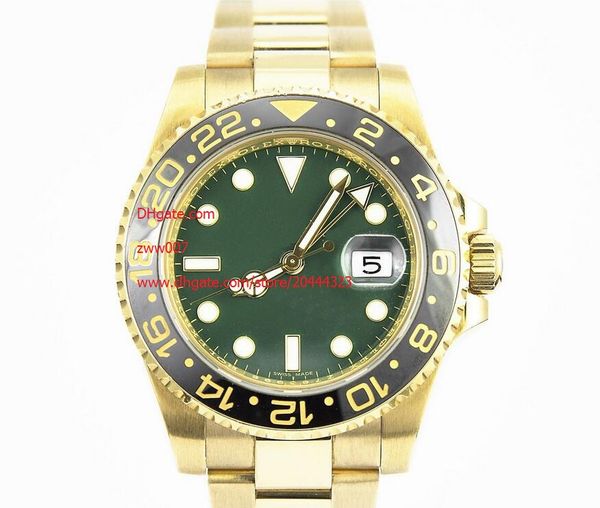 

wristwatches asia 2813 mechanical movement 40mm 18kt gold gmt with green index dial - 116718 ceramic automatic mens watches, Slivery;brown