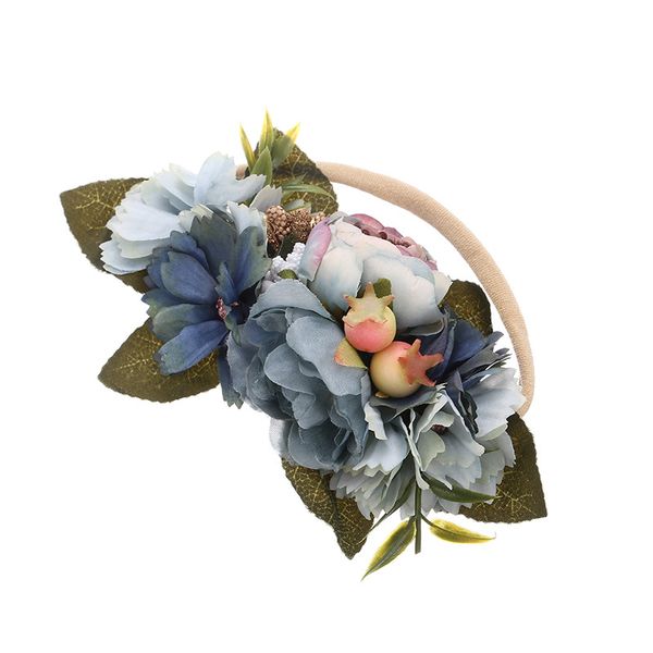 

new baby artificial flower headdress infant child hundred days p without big flower headband, Slivery;white