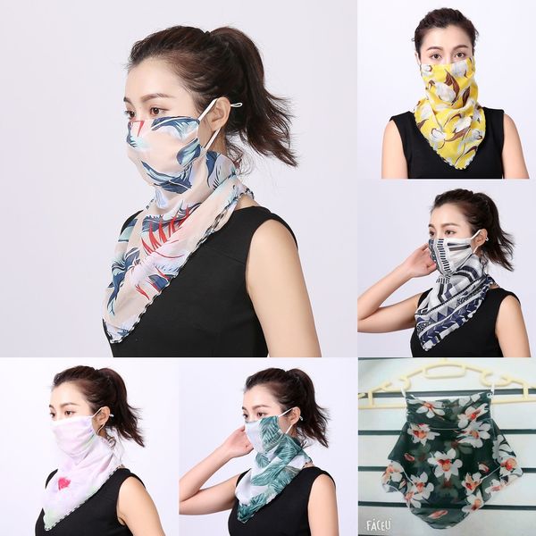 

yhdd8 mask face designer skull uv print windproof anti floral scarf outdoor sport cycling face mask women summer sunscreen triangle mask, Black
