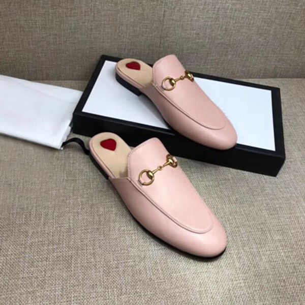 

classic designer metal buckled slippers soft cowhide loafer luxury leather cartoon half slippers fashion luxury ladies sandals slip on r150