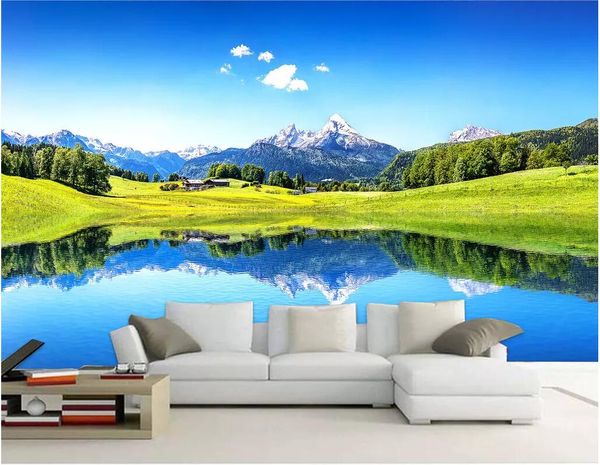 

3d room wallpaper cloth custom p high-definition blue landscape beautiful simple european style wall wallpaper for walls 3 d
